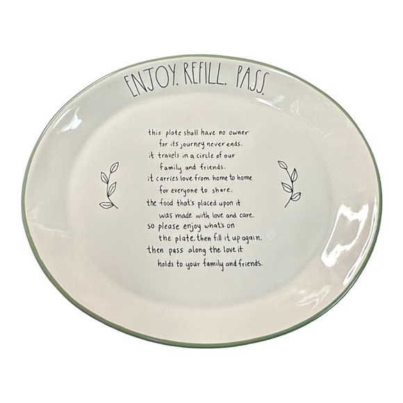 Rae Dunn "ENJOY. REFILL. PASS" White Serving Platter Dish - Picture 1 of 1